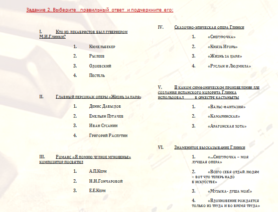 Методическая разработка урока музыки в 6 классе "Мир композитора. М.И.Глинка"