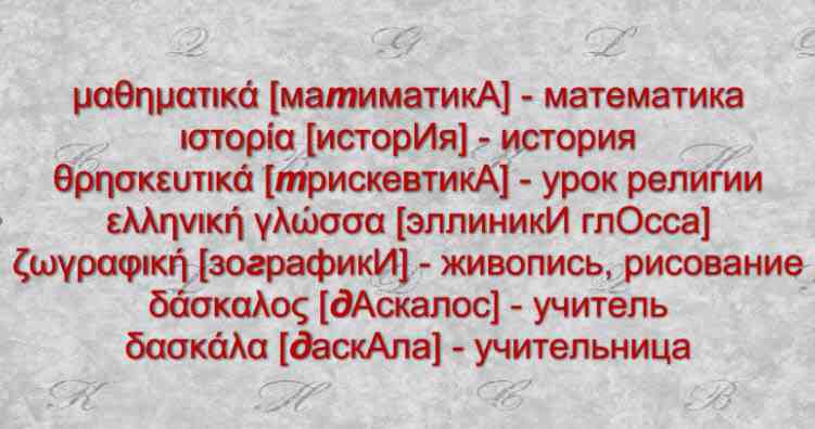 Слова, заимствованные из греческого языка, 6 класс