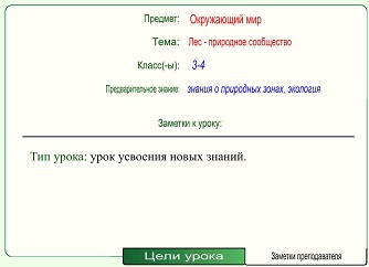 Конспект урока для 4 класса "Лес – природное сообщество"