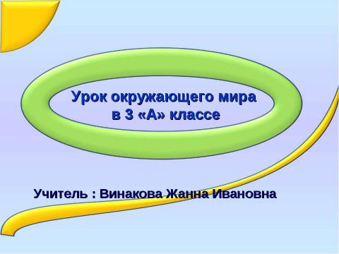 Презентация на тему "Урок окружающего мира в 3 «А» классе" по начальной школе