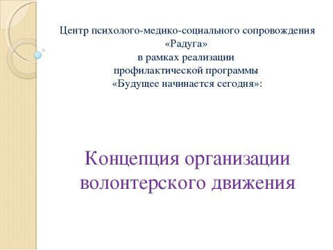 Презентация на тему "Концепция организации волонтерского движения" по обществознанию