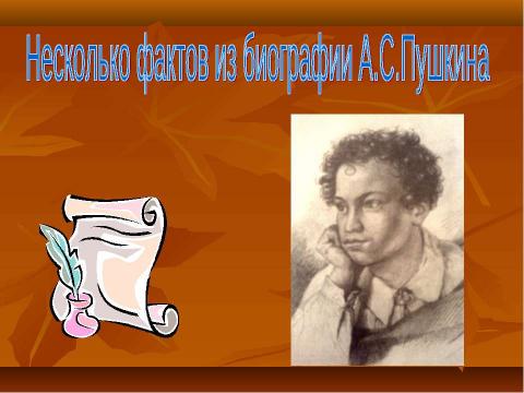 Презентация на тему "Несколько фактов из биографии А.С.Пушкина" по литературе