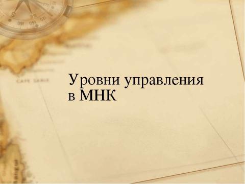 Презентация на тему "Уровни управления в МНК" по экономике