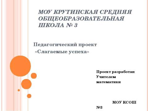 Презентация на тему "Слагаемые успеха" по педагогике