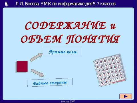 Презентация на тему "Содержание и объём понятия 5-7 класс" по информатике