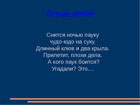 Презентация на тему "Птицы зимой" по начальной школе