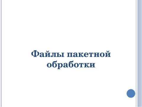 Презентация на тему "Файлы пакетной обработки" по информатике