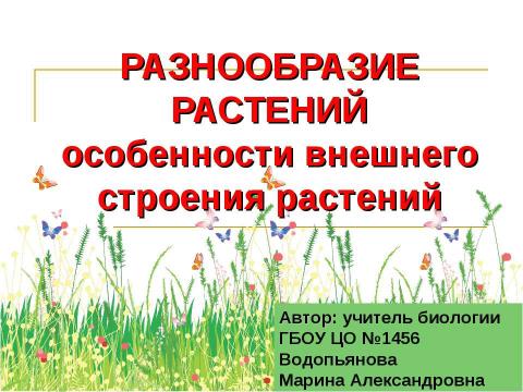 Презентация на тему "Разнообразие растений. Особенности внешнего строения растений" по биологии