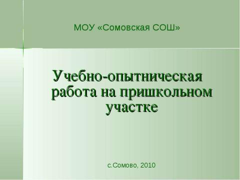 Презентация на тему "Учебно-опытническая работа на пришкольном участке" по педагогике