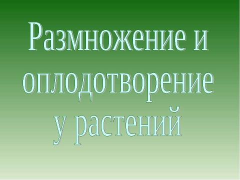 Презентация на тему "Растения - оплодотворение и размножение" по биологии