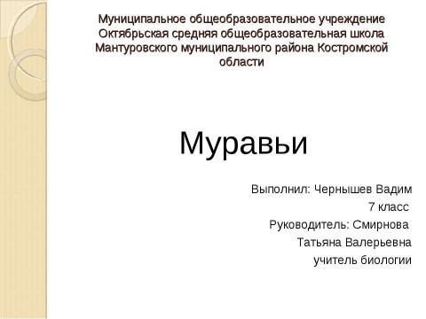 Презентация на тему "Муравьи" по географии
