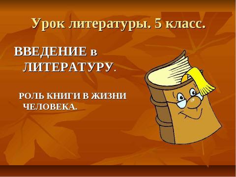 Презентация на тему "Введение в литературу. Роль книги в жизни человека" по литературе