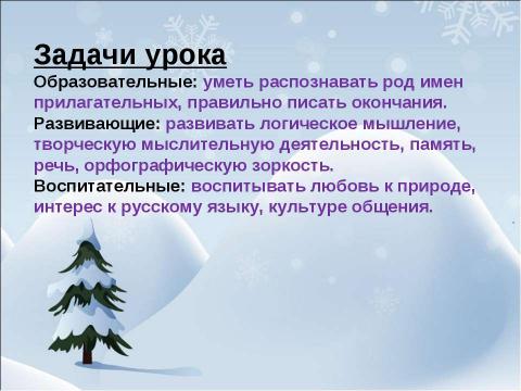 Презентация на тему "Родовое окончание имён прилагательных" по русскому языку