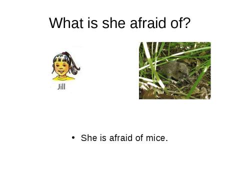 Презентация на тему "What is she afraid of?" по английскому языку