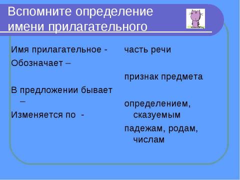 Презентация на тему "Имя прилагательное как часть речи" по русскому языку