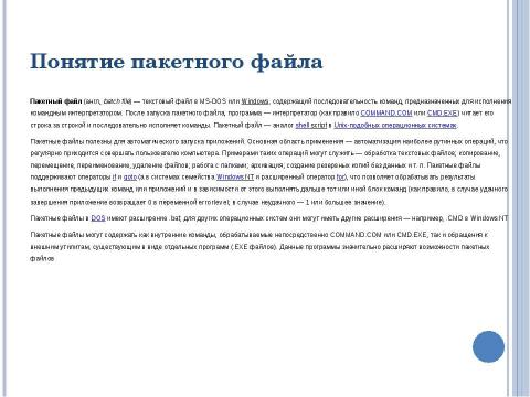 Презентация на тему "Файлы пакетной обработки" по информатике