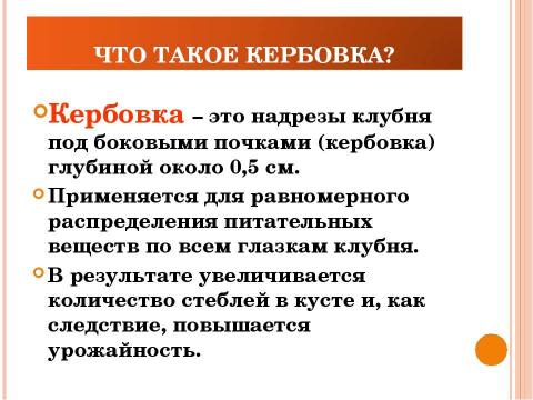 Презентация на тему "Использование кербовки для повышения урожая картофеля" по биологии