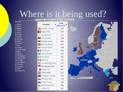 Презентация на тему "The Euro: many countries, one currency" по английскому языку