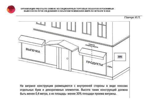 Презентация на тему "Об организации работы по замене нестационарных торговых объектов и рекламных вывесок" по технологии