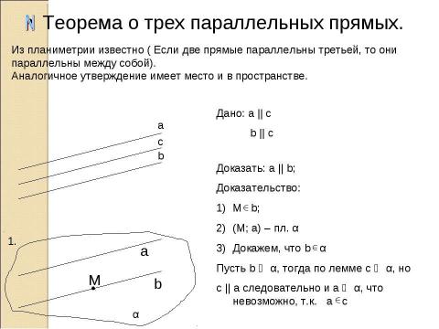 Презентация на тему "Параллельные прямые в пространстве" по истории