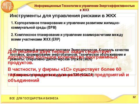 Презентация на тему "Информационные Технологии в Управлении Энергоэффективностью ЖКХ" по экономике