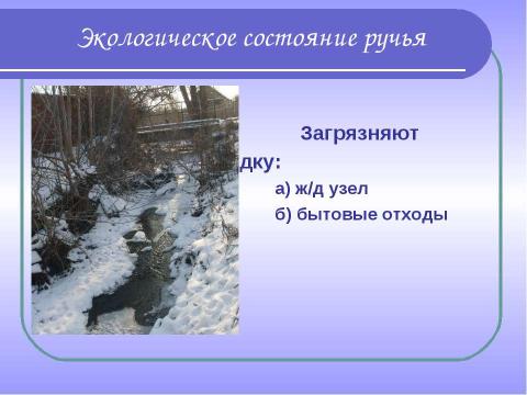 Презентация на тему "Комплексное изучение ручья Рудки – особо охраняемой природной территории" по географии