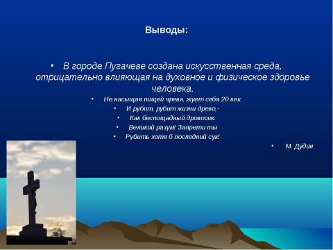 Презентация на тему "Оценка загрязнения окружающей среды г. Пугачева" по экологии