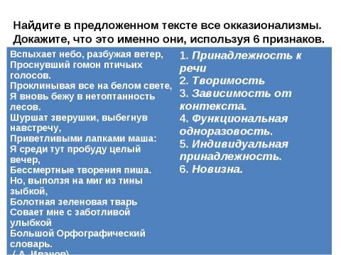 Презентация на тему "Неологизмы и окказионализмы" по русскому языку