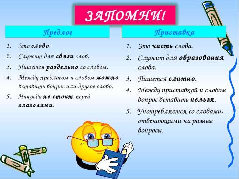 Презентация на тему "Правописание приставок и предлогов" по русскому языку