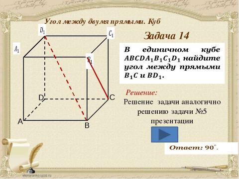 Презентация на тему "Угол между двумя прямыми" по геометрии