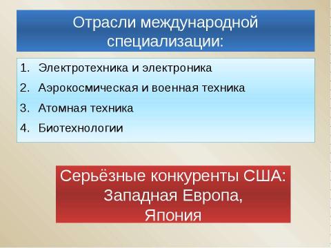 Презентация на тему "Хозяйство США" по географии