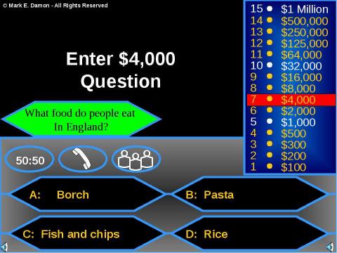 Презентация на тему "Кто хочет стать миллионером?" по английскому языку
