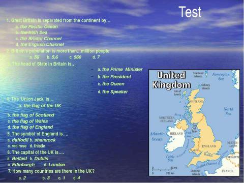 Презентация на тему "THE UNITED KINGDOM OF GREAT BRITAIN AND NORTHERN IRELAND" по английскому языку