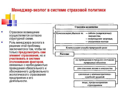 Презентация на тему "Экологическое страхование" по экологии