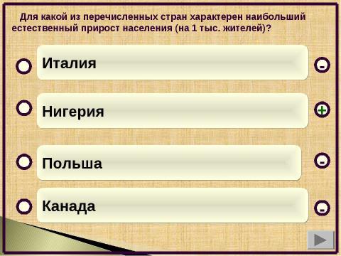 Презентация на тему "Численность и воспроизводство населения. Тренажёр и проверочный тест" по географии