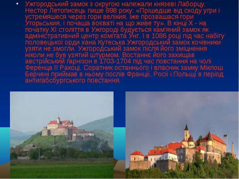 Презентация на тему "Замки закарпаття" по истории