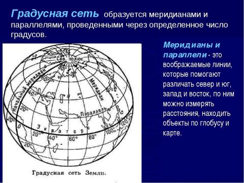 Презентация на тему "Градусная сеть на глобусе и географической карте" по географии