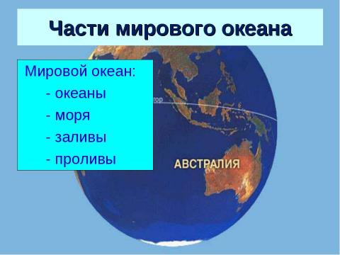 Презентация на тему "Части Мирового океана 6 класс" по географии