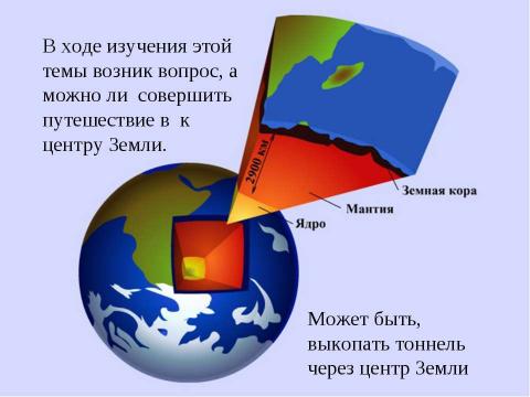 Презентация на тему "Путешествие к центру Земли" по географии