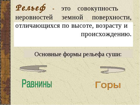 Презентация на тему "Основные формы рельефа 6 класс" по географии