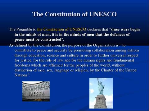 Презентация на тему "The Protection of World Cultural and Natural Heritage by UNESCO" по английскому языку
