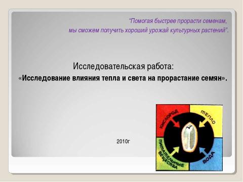 Презентация на тему "Росток – начало жизни" по биологии