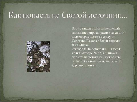 Презентация на тему "Святой источник на родной земле" по обществознанию