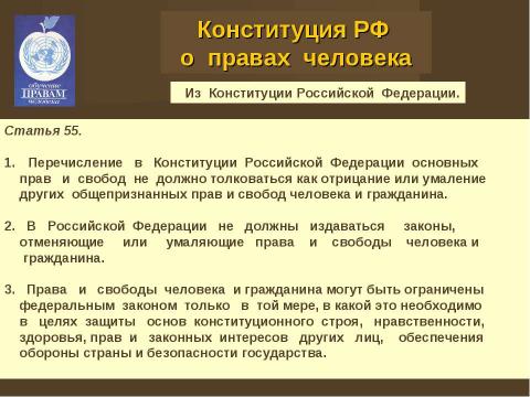 Презентация на тему "Права человека и человек в обществе" по обществознанию