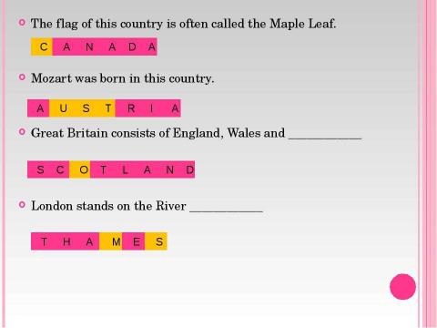 Презентация на тему "Countries and Cities Puzzle" по английскому языку