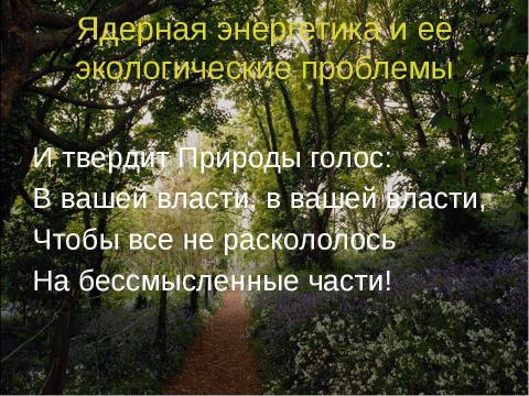 Презентация на тему "Атомная энергетика и ее экологические проблемы" по физике