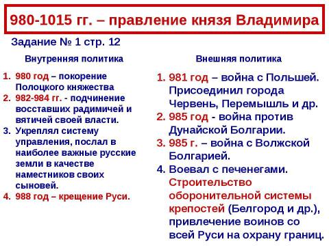 Презентация на тему "Владимир Святославич. Принятие христианства" по истории