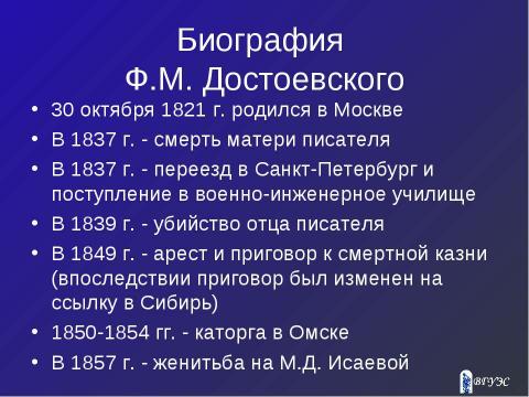 Презентация на тему "Творчество Федора Михайловича Достоевского" по литературе