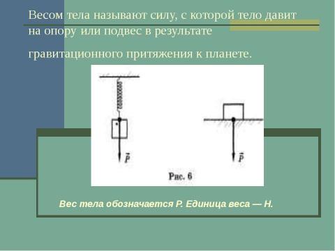 Презентация на тему "Сила тяжести и вес" по физике