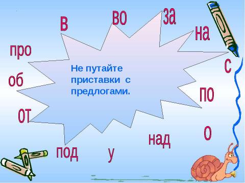 Презентация на тему "Правописание приставок и предлогов" по русскому языку